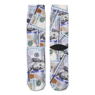 $100 Dollar Bill Crew Socks - Footnotes Novelty Socks