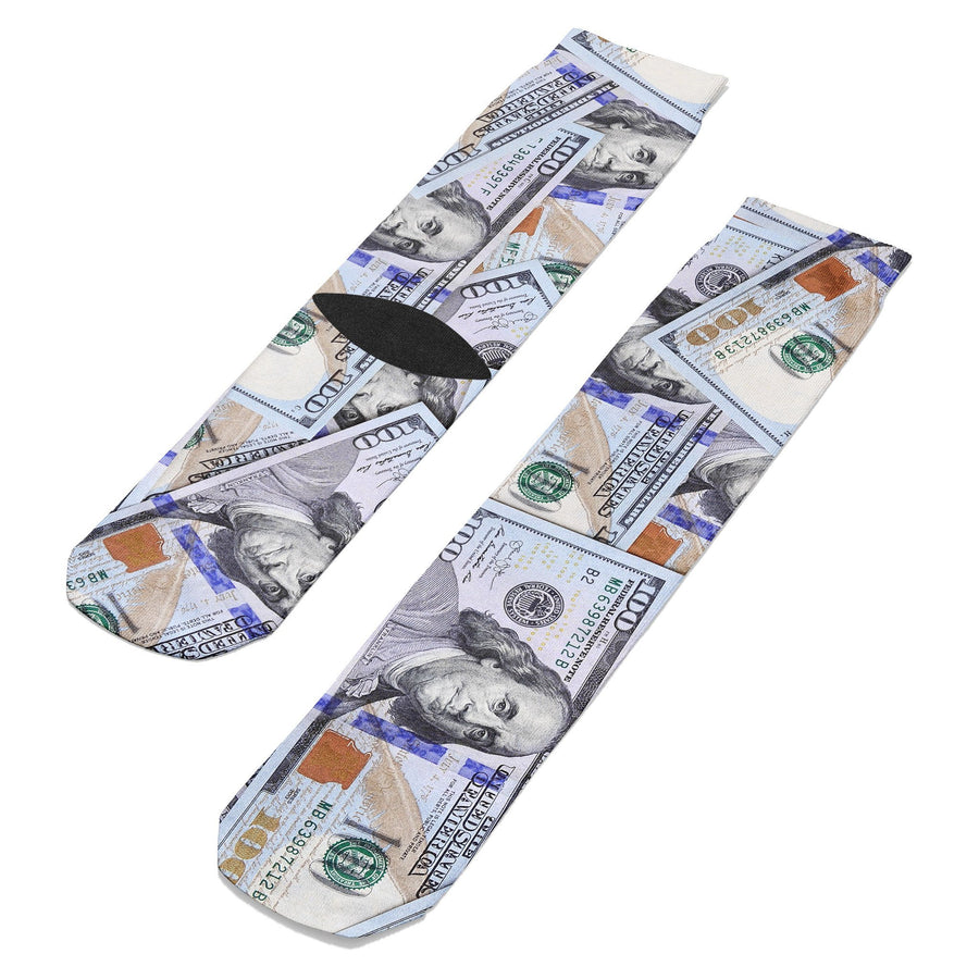 $100 Dollar Bill Crew Socks - Footnotes Novelty Socks