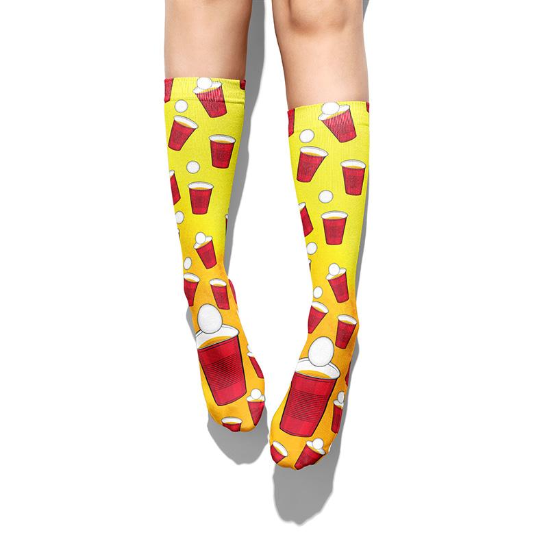 Beer Pong Knee Socks - Footnotes Novelty Socks