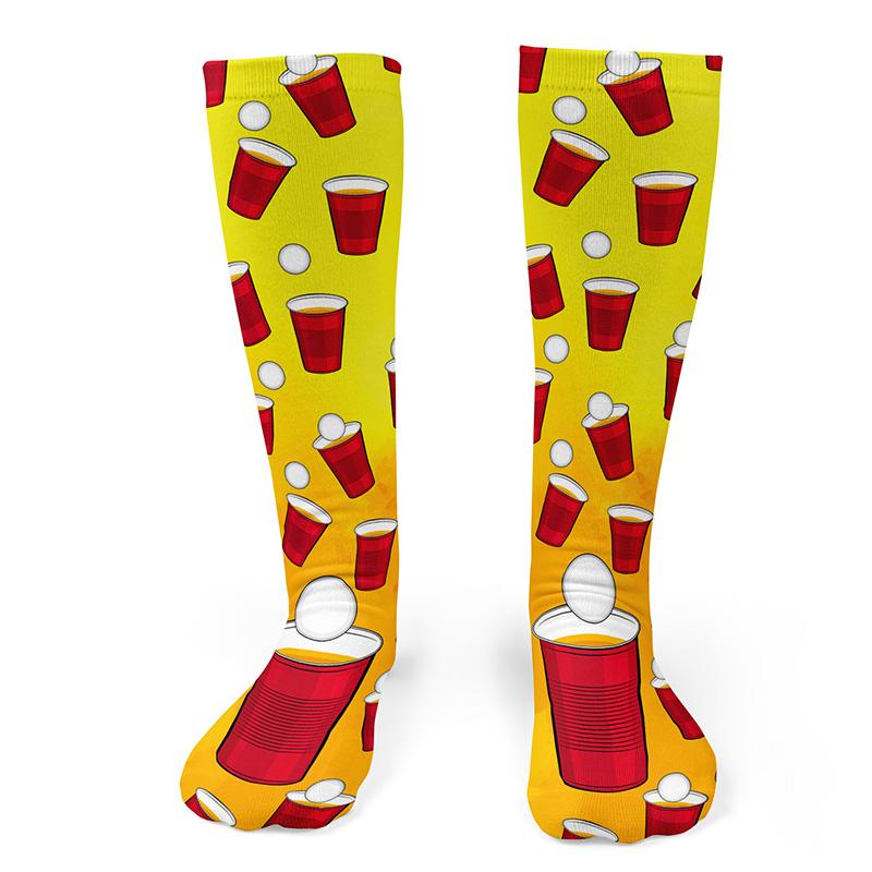 Beer Pong Knee Socks - Footnotes Novelty Socks