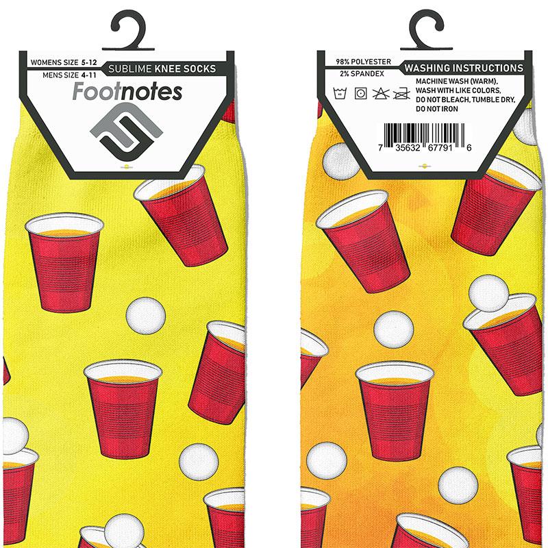 Beer Pong Knee Socks - Footnotes Novelty Socks