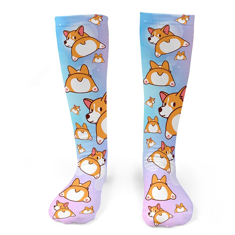 Corgi Dog Knee Socks - Footnotes Novelty Socks