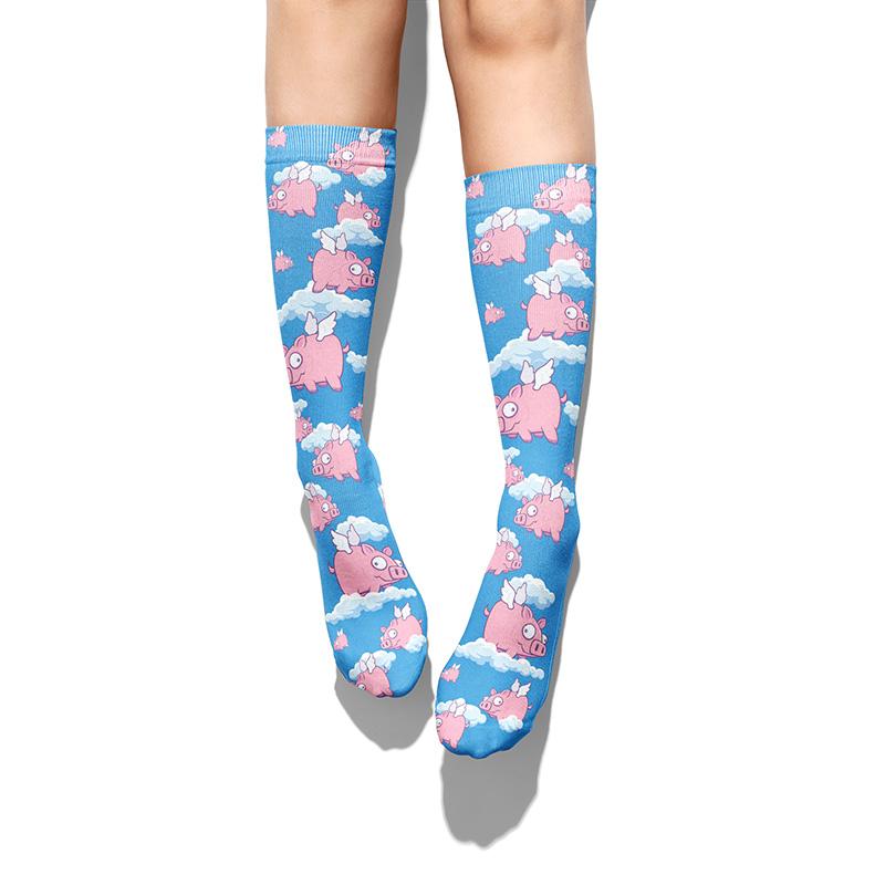 Flying Pigs Knee Socks - Footnotes Novelty Socks