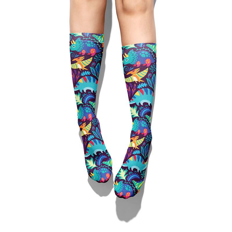 Funky Dinosaurs Knee Socks - Footnotes Novelty Socks