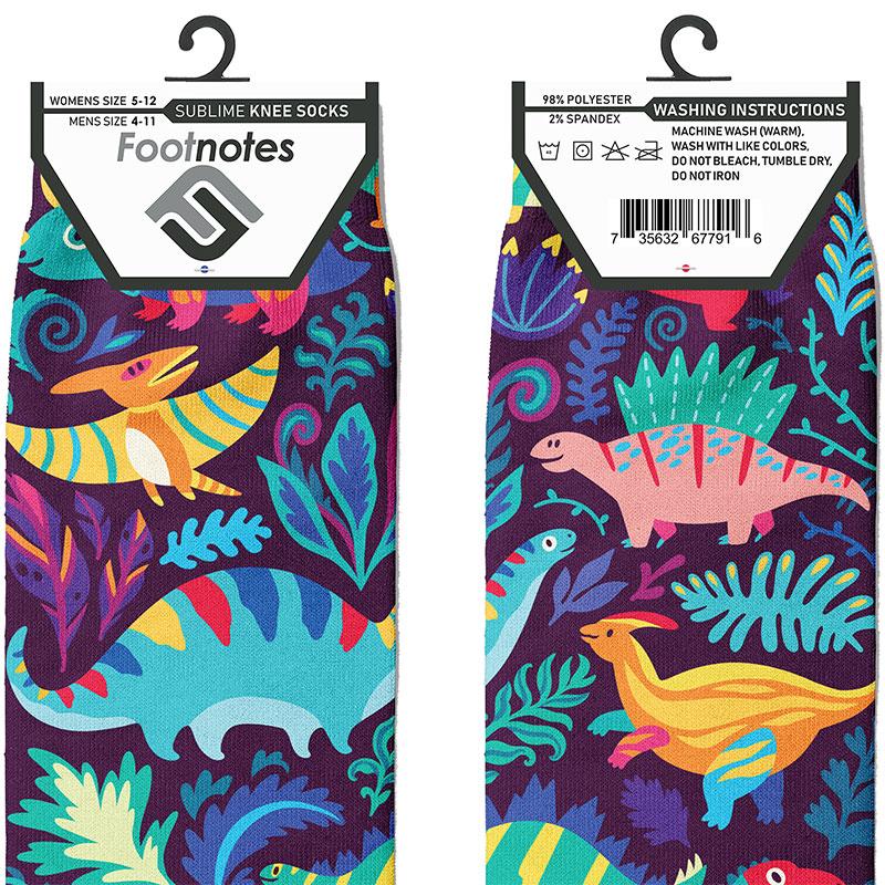 Funky Dinosaurs Knee Socks - Footnotes Novelty Socks