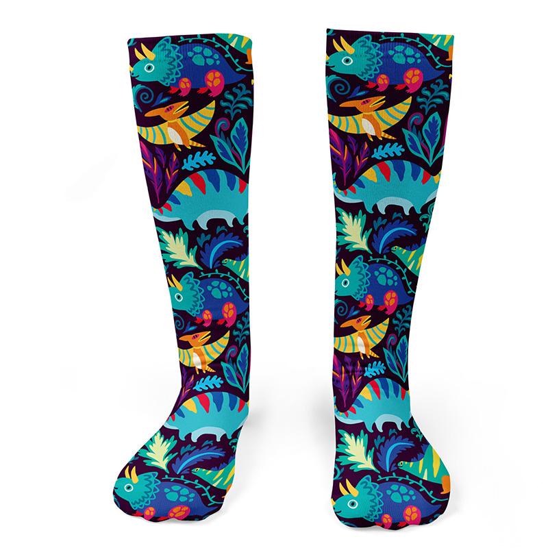 Funky Dinosaurs Knee Socks - Footnotes Novelty Socks