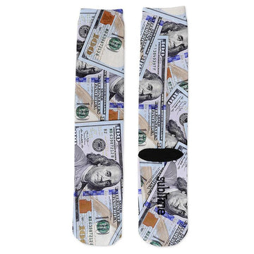 One Hundred $100 Dollar Bill Knee Socks - Footnotes Novelty Socks