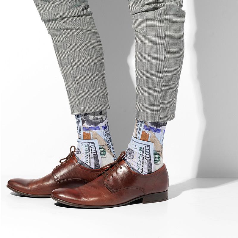 One Hundred $100 Dollar Bill Knee Socks - Footnotes Novelty Socks