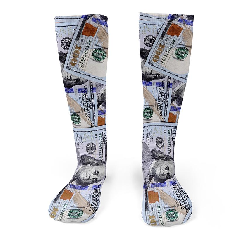 One Hundred $100 Dollar Bill Knee Socks - Footnotes Novelty Socks