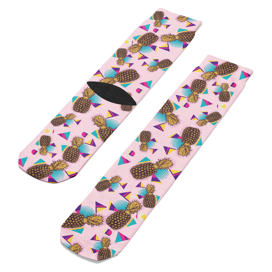 Retro Pineapples Crew Socks - Footnotes Novelty Socks