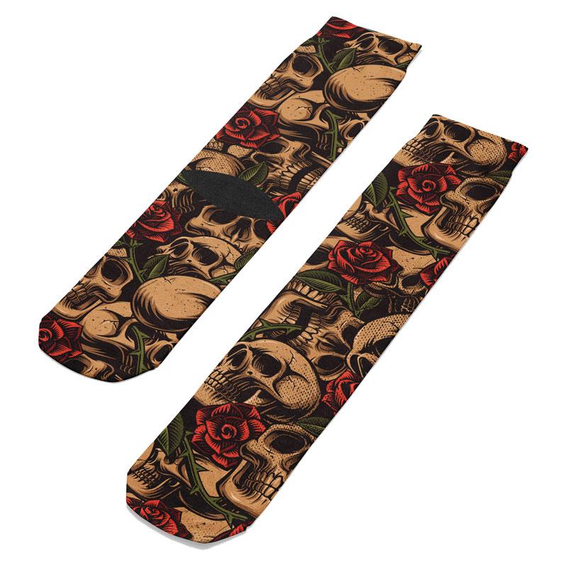 Skulls and Roses Crew Socks - Footnotes Novelty Socks