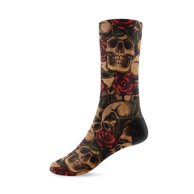 Skulls and Roses Crew Socks - Footnotes Novelty Socks