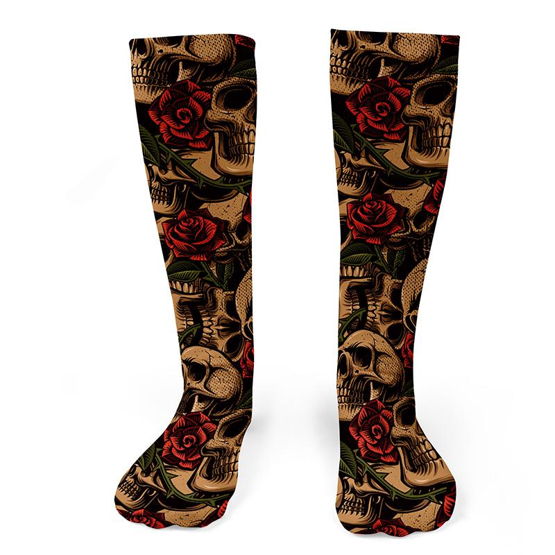 Skulls and Roses Knee Socks - Footnotes Novelty Socks