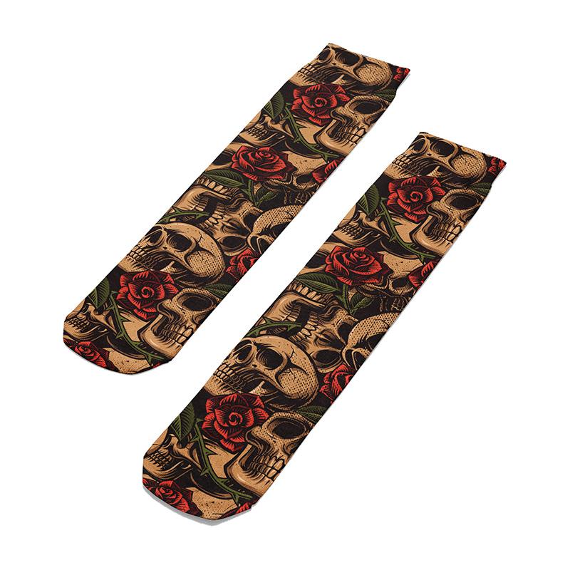 Skulls and Roses Knee Socks - Footnotes Novelty Socks