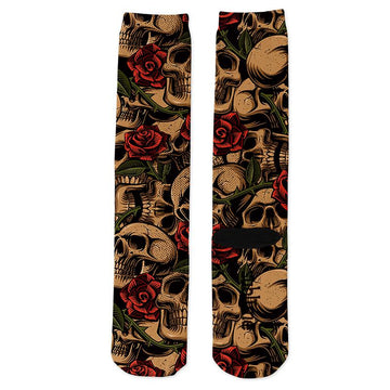 Skulls and Roses Knee Socks - Footnotes Novelty Socks