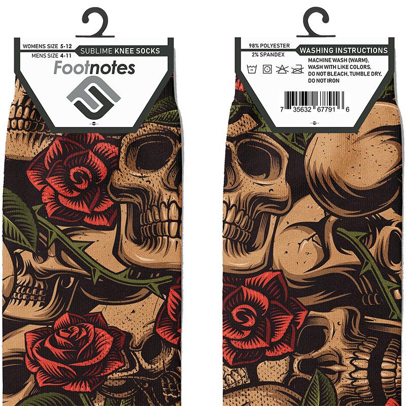 Skulls and Roses Knee Socks - Footnotes Novelty Socks