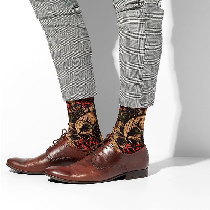 Skulls and Roses Knee Socks - Footnotes Novelty Socks