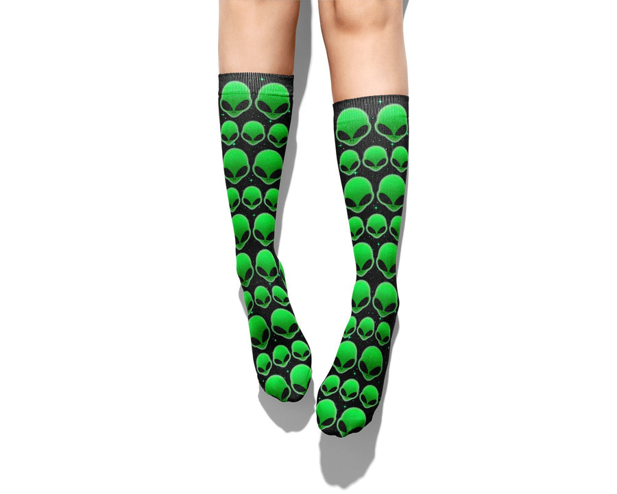 Space Aliens Knee Socks - Footnotes Novelty Socks