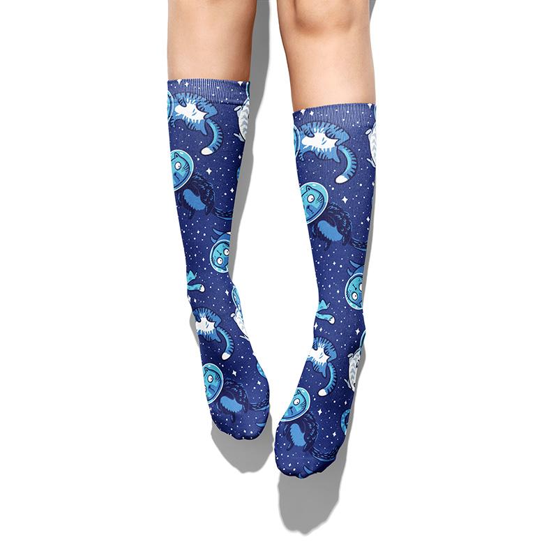 Space Cats Knee Socks - Footnotes Novelty Socks